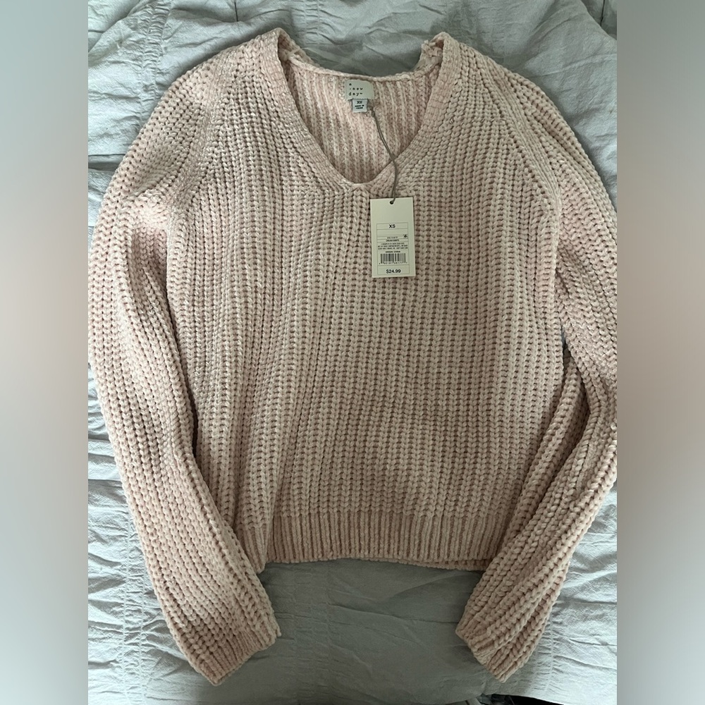 A New Day light dusty pink sweater XS NWT